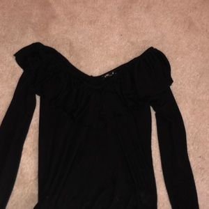 express ruffled black long sleeve
